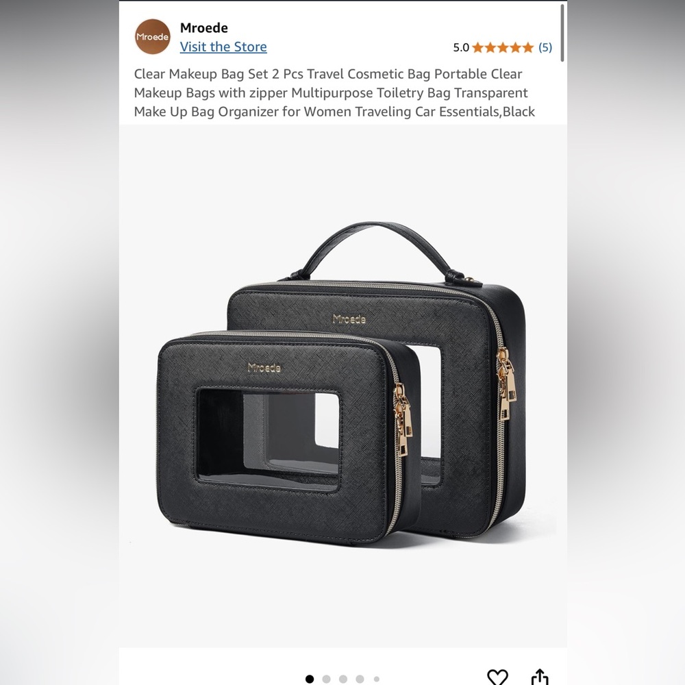 Black Travel Makeup Bag Set